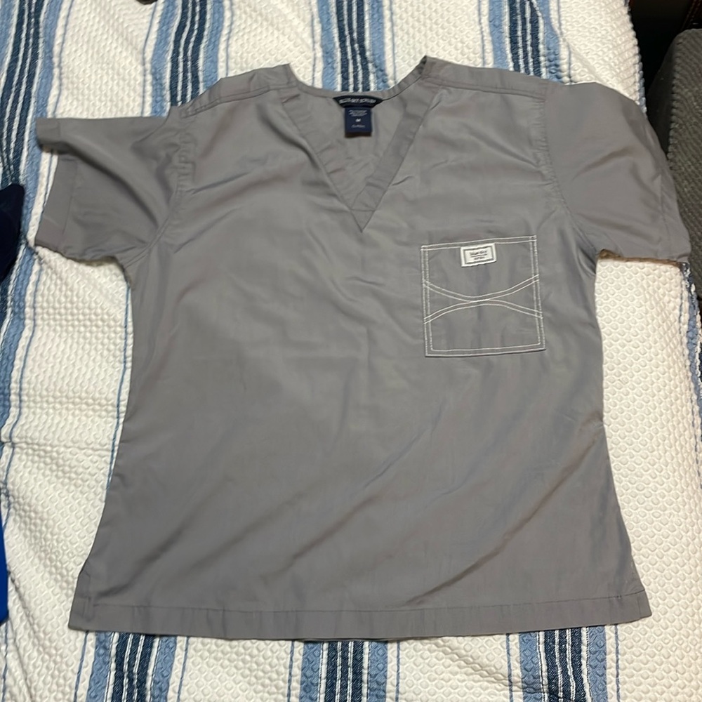 Blue Sky Gray V-Neck Medical Scrub Top